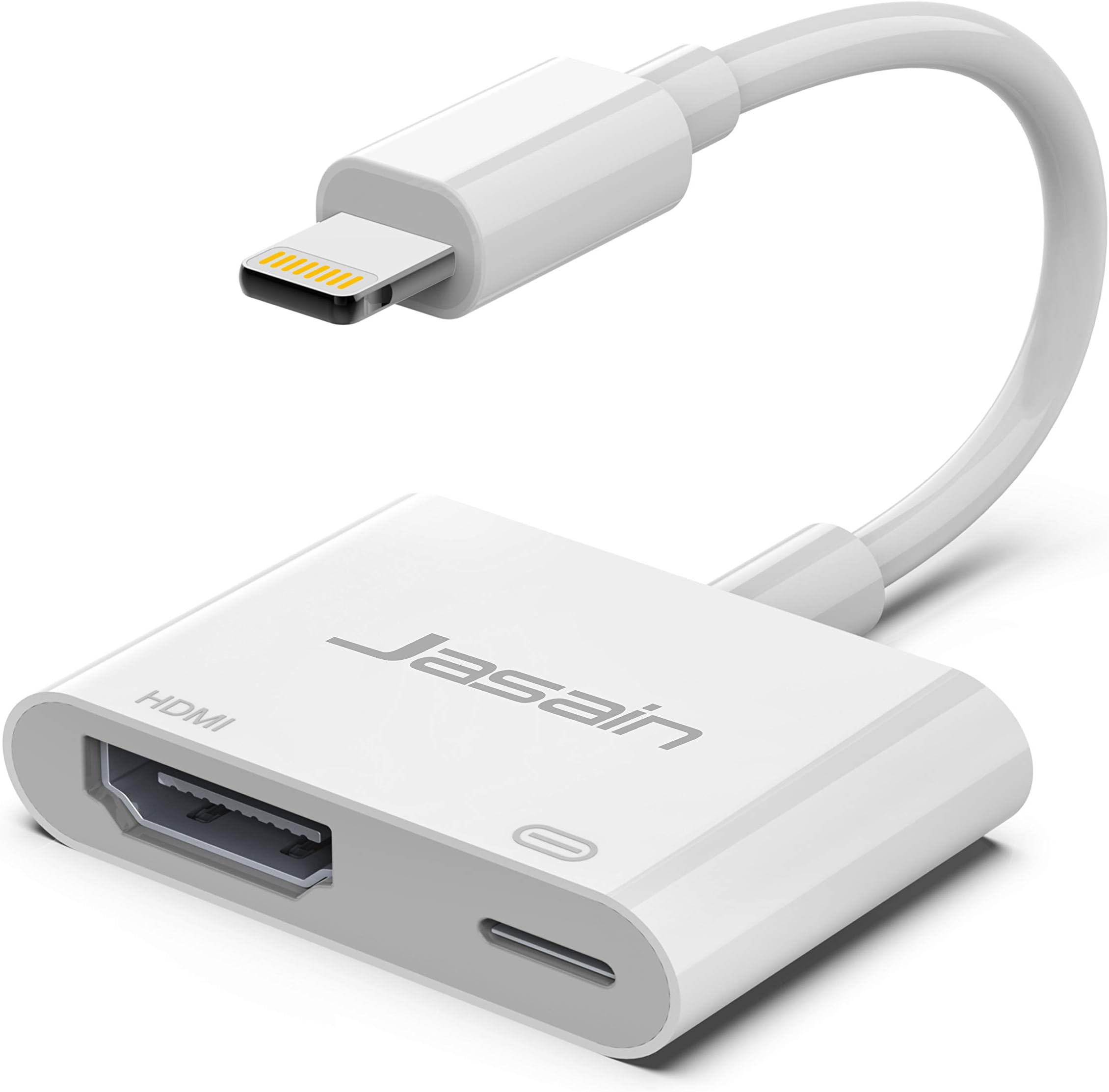 Jasain Compatible with iPhone to HDMI Adapter,Plug and Play 1080P Digital Audio Converter(White)