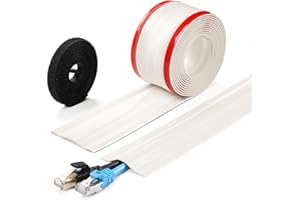 ZHIYO 8.2ft Cord Cover Floor, Soft PVC Cord Covers for Wires on Floor, Self-Adhesive Cord Hider, Cable Management Wire Protector for Commercial Office Carpet/Floors/Wall White
