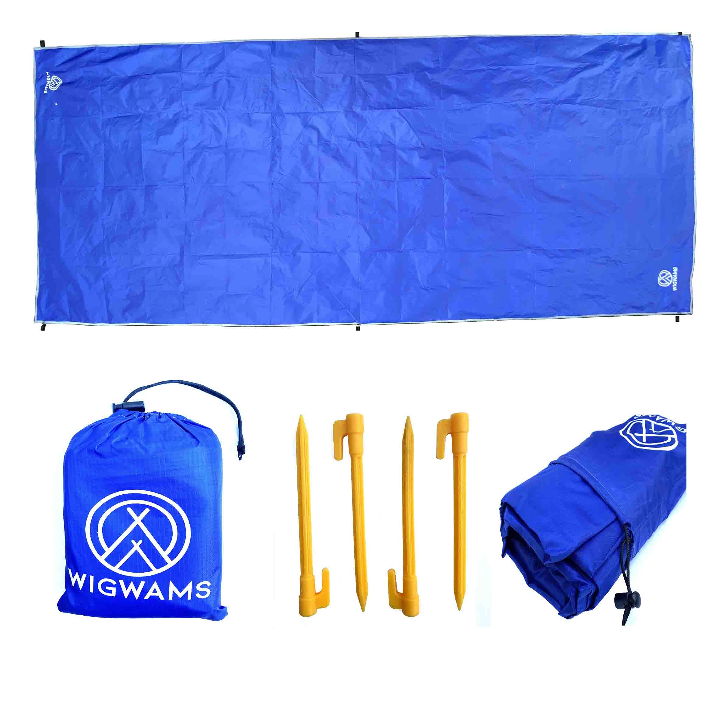 SUP Landing Mat for Paddle Boards, Ocean Blue, with Stakes and Corner Pockets. 360 x 145 cms, Quick drying, Sand Resistant Rip Stop 210T Nylon