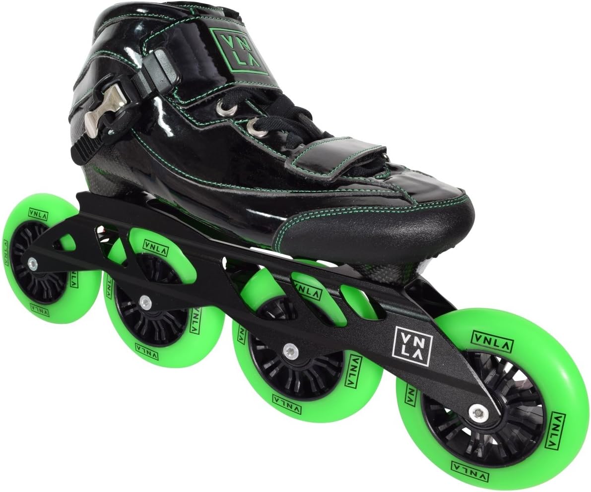 VNLA Loco Verde Roller Blades/Adult Rollerblades Women - Adjustable Inline Skates for Women - Patines Roller Skate Blade - Rollerblades Men (Black/Green)