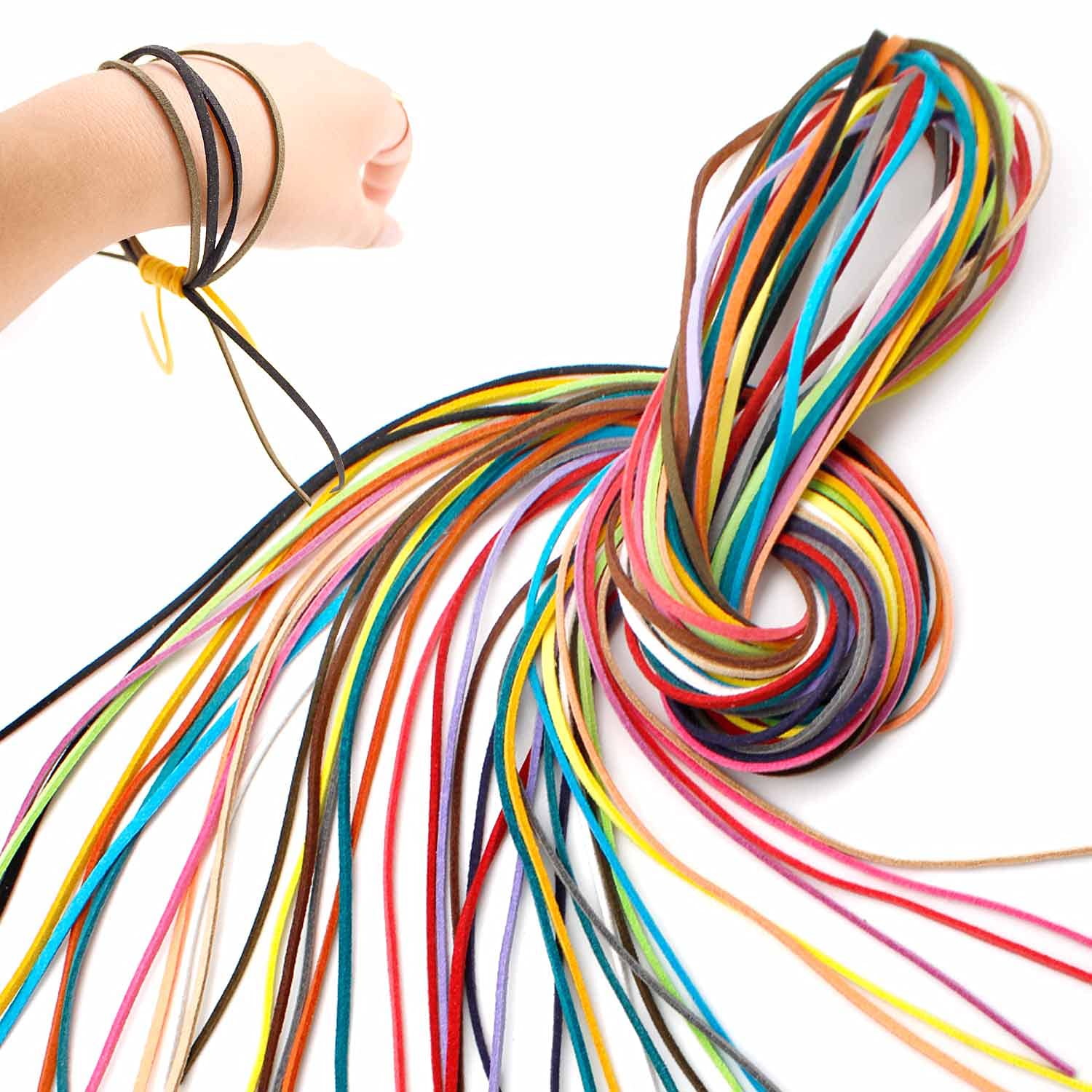 ARTISAN-SH 20 Pcs Suede Rope Colorful Leather String for Jewelry, Necklaces, Bracelets, Beaded DIY Handmade Crafts Leather Necklace 39 Inches leather Cord(20 Color)