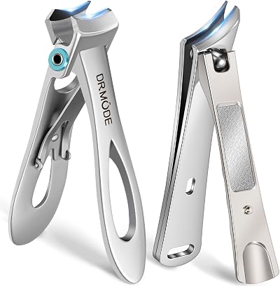 DRMODE Nail Clippers for Thick Nails Large Opening 16mm Slanted Curved Blade
