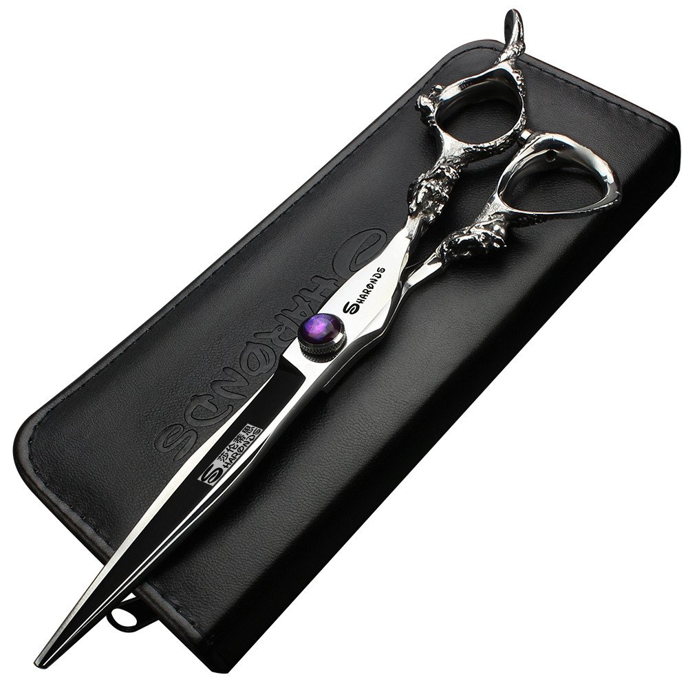 7 inch Purple gem Double Dragon Shape Scissors Japan 440C Cutting Scissors(7-inch Platte Schaar-CC)