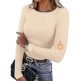 WIHOLL Long Sleeve Thermal Shirt for Women Light Fleece Tops Fall 2025 Crew Neck Casual Basic T-Shirts