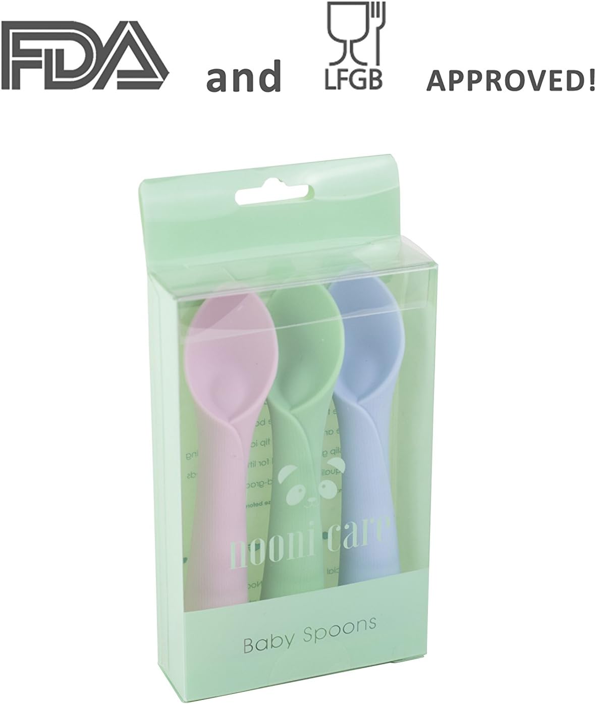 Set De 3 Nooni Care Cuilleres Bebe En Silicone Doux Et Jouet Dentition Le Repas De Bebe Vaisselle Mkyra Org