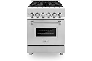 ZLINE 24 in. 2.8 cu. ft. Legacy Dual Fuel Range with 4 Burner Gas Cooktop and Electric Convection Oven in Stainless Steel (RA24)