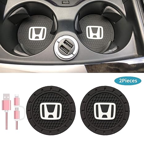 Car Interior Accessories For Honda Cup Holder Mats Insert Coaster Silicone Vehicle Travel Auto Logo 2 75 Inch Anti Slip Cup Mat For Honda All Models