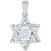 Jewels By Lux Sterling Silver Womens Cubic-Zirconia Star Of David Symbol Religious Charm Pendant