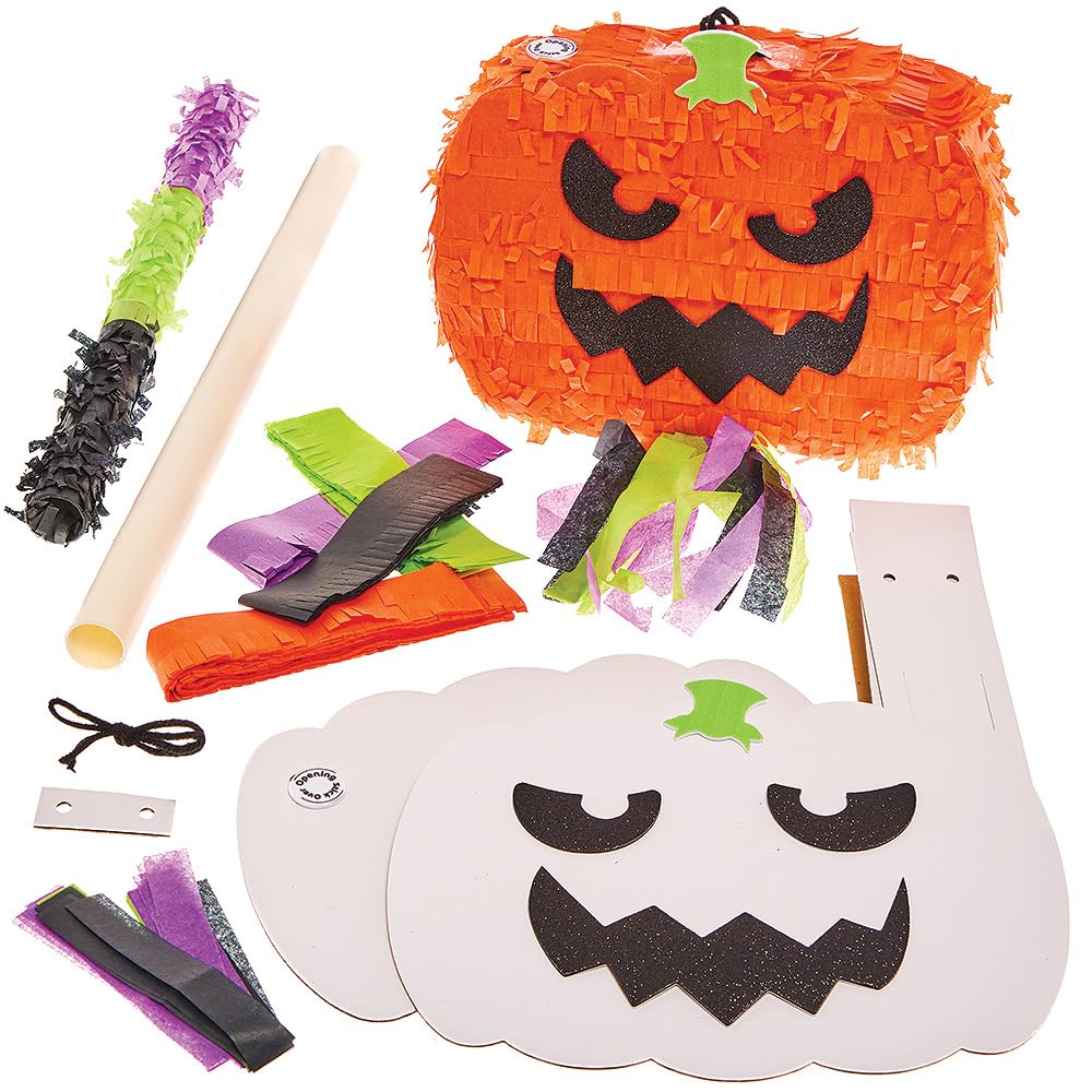 Baker Ross FX869 Pumpkin Pinata Kit - 1 kit, Halloween Make Your Own Pinata Craft Kit for Kids