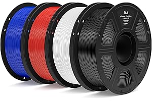 ELEGOO PLA Filament 1.75mm Bundle 4KG, 3D Printer Filament Dimensional Accuracy +/- 0.02mm, 4pcs 1kg Spool(2.2lbs) Fit Most F