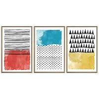 SIGNWIN Canvas Print Wall Art Squares and Abstract Line Art Geometric Line Illustrations Modern Art Mid-Century Modern Warm for Living Room, Bedroom, Office - 16