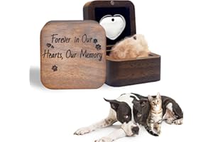 WINUSD Pet Hair Keepsake Box, Walnut Wood Pet Fur Keepsake Memorial Box Gift for Loss of Dog Cat, Small Pet Urns for Ashes, Pet Loss Sympathy Memorial Gift Suitable for Pet Dog Tags, Christmas Pet Memory Box