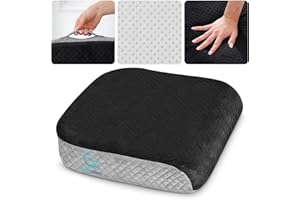 ALLSETT HEALTH Large Seat Cushion (19” x 17” x 3”) Memory Foam for Office Chair, Wheelchair Cushions, Floor Pillow | Cushion Back Pain Coccyx Pain Relief | Plush Velvet Cover with Carry Handle