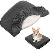 nanbowang Waterproof Dog Bed Covers Replacement Washable Pet Hair Easy to Remove, Dog Pillow Cover Quilted, Pet Bed Cover Lovely Puppy Bed Cover for Dog/Cat (20X30X6 (1pack), Dark Grey)