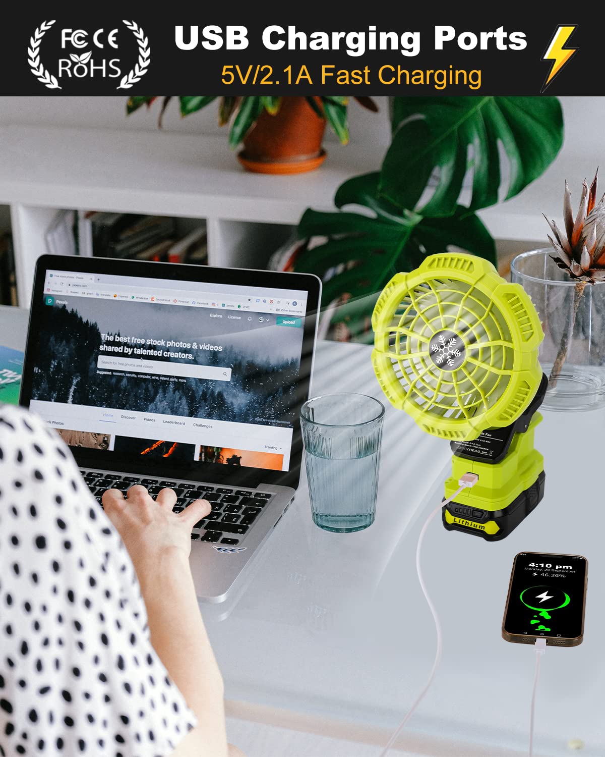 Taingwei Portable Clip on Fan for Ryobi 18v Battery,Battery Powered Stroller Fan with 3 Energy Efficient Speed Settings for Bedroom,Outdoor,Camping and Job Site(Battery not Included)