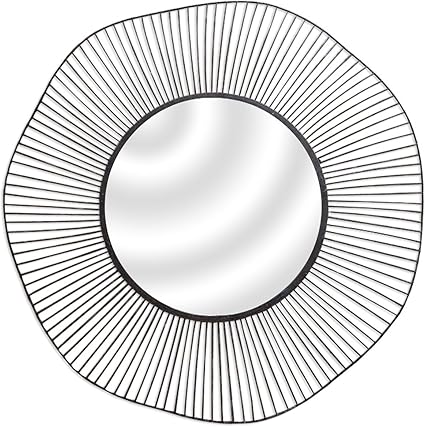 Miroir Filaire Rond En Metal Noir D 75cm Wire Amazon Fr Cuisine Maison