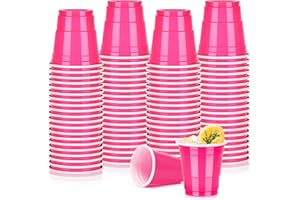 Pineburg 100pack 2oz Disposable Shot Glasses, Pink Plastic Shot Glasses, Mini Disposable Cups for Parties Christmas thanksgiving Valentine's Weddings NewYear's Party Games & Events Supplies(Pink)