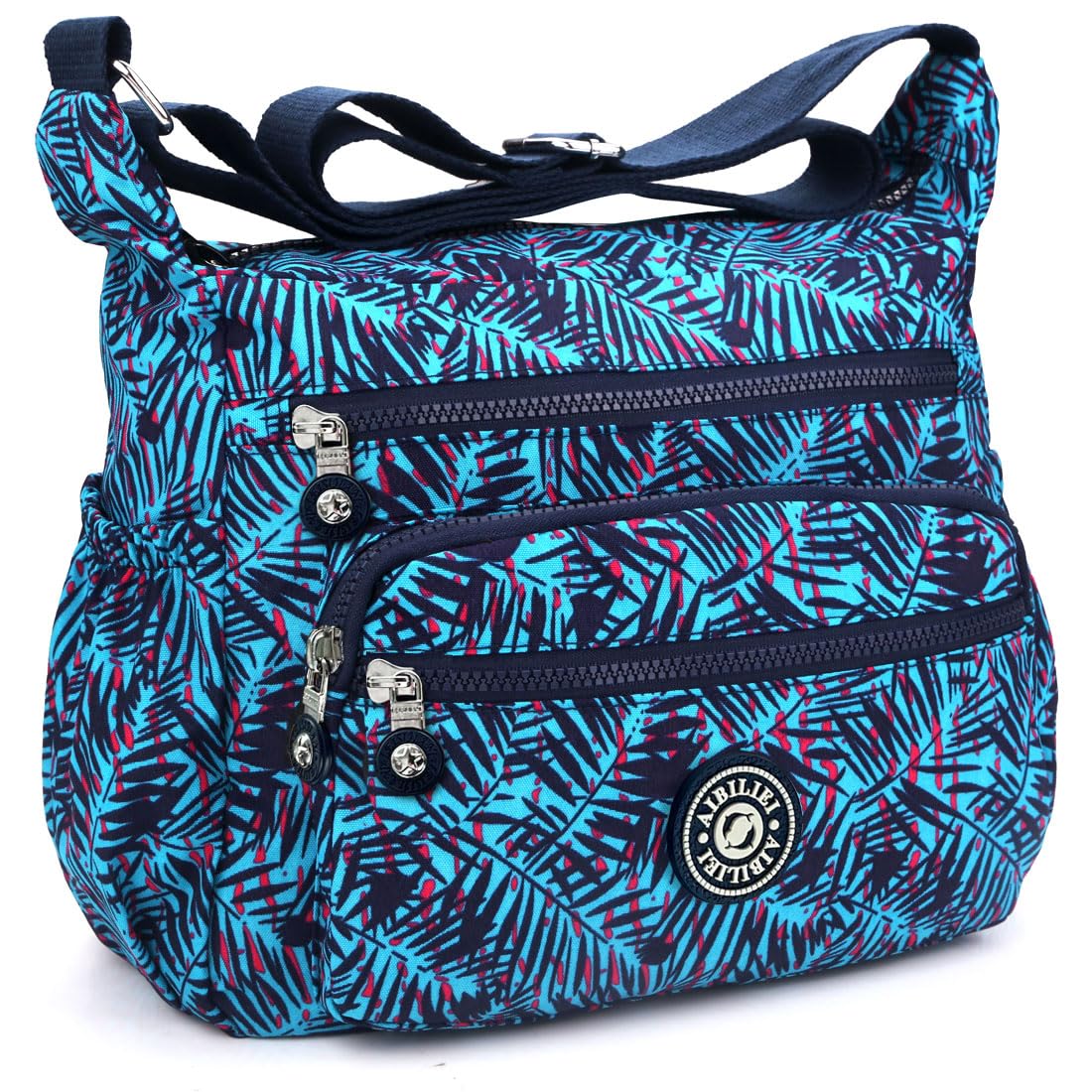 AIBILIEI Women Larger Bag Nylon Crossbody Bag Messenger Shoulder Handbag for Shopping Work Daily Use (Blue)