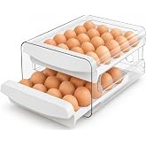 Zagtag Egg Holder for Fridge, 40-Egg Refrigerator Organizer with Drawers | Egg Storage for Refrigerator, Clear Egg Container, 2-Tier Egg Tray for Fridge, Stackable Lid, BPA-free PET and PP, Hand Wash.