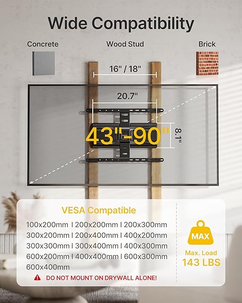MONTEK 0.77″ ULTRA SLIM TV WALL MOUNT FOR 43-90 INCH TVS, SWIVEL & TILT & LEVELING & EXTENSION WALL MOUNT TV BRACKET WITH ARTICULATING DUAL ARMS, LOW PROFILE FULL MOTION TV MOUNT, 4X WEIGHT TESTED