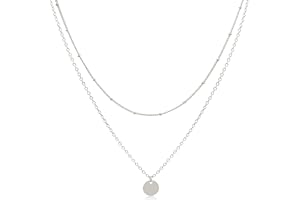 Aisansty Dainty Layered Choker Necklaces Handmade Coin Tube Star Pearl Pendant Multilayer Adjustable Layering Chain Gold Plat
