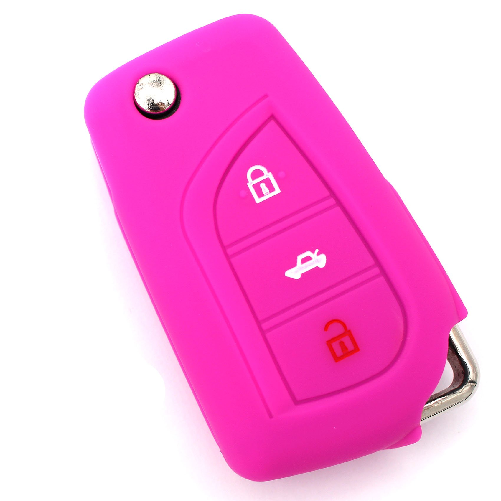 Finest-Folia Key Silicone Case Neon Pink for Toyota A Folia Case Auris Aygo RAV Yaris Vios