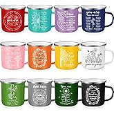 Zhehao 12 Pcs Christian Enamel Coffee Mugs Gifts Bulk, 12oz Inspirational Religious Inspirational Cups with Handles Church Gifts for Women Men Volunteer Team Staff Christmas Party Favors