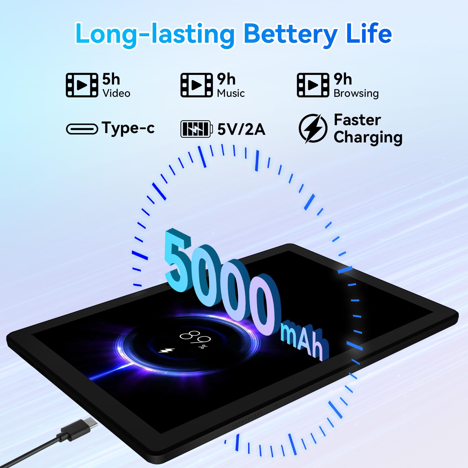 Tablets 10 inch Tablet Android 14,Octa-Core Processor,12GB RAM 64GB ROM 1TB Expand,5G WiFi 6,1280 x 800 HD/Dual 5MP+8MP Camere,Android Tablet with Keyboard+ Mouse + Case (Black, L)