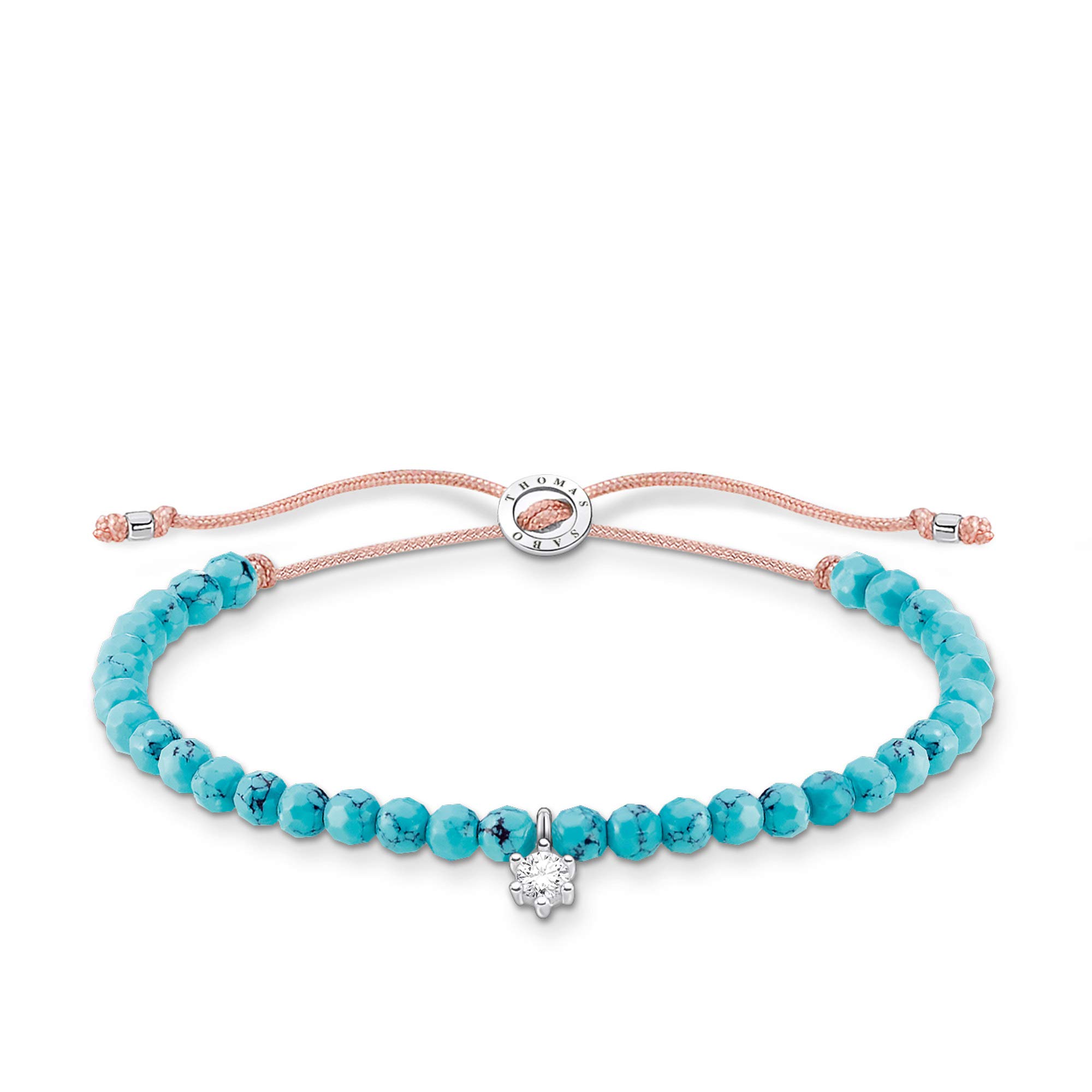 Thomas Sabo bracelet turquoise beads with white stone 925 sterling silver A1987-905-17-L20V