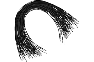 INNOHHUSTLE 50 PCS Elastic Cords with Metal Ends, 30cm/11.8 inch Black Elastic Barbed Cord Soft Stretch Loop Band String Round Rope Thread String for Mask Making DIY Party Hat Menus Book Binding Badges Signs