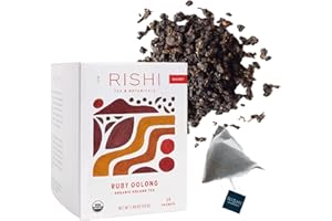 Rishi Tea Ruby Oolong Tea - Organic Sachet Bags, Caffeinated Slow Baked Ball Rolled Oolong, Enjoy Hot Or Iced - 15 Count (Pack Of 1)