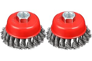 SHITIME 4" Wire Wheel Cup Brush, Coarse Twisted Knotted Wire Wheel for Angle Grinder, 5/8 Inch-11 Threaded Arbor, 0.020" Carbon Steel Wire Brush for Grinder, Heavy Cleaning Rust, Abrasive. (2)