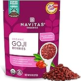 Navitas Organics Goji Berries – For Smoothies, Trail Mix, Baked Goods, Oatmeal & More – Vitamin A, Antioxidants, Fiber – Wolfberry - USDA Organic, Non GMO, Gluten Free, Vegan (8oz. Bag, 8 Servings)