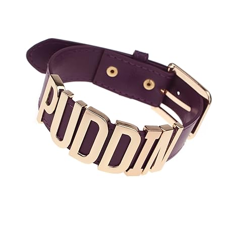 Udekit Or Lettre Puddin Choker Necklace Collier Ceinture Purple Réglable pour Femmes Filles Enfant Adulte (Environ 1.2 Pouces