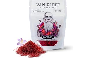 VAN KLEEF EMPORIUM Superior Saffron Threads (Super Negin) Premium grade Saffron Spice for Paella, Risotto, Tea's, and Nutritional Uses (1 Gram)