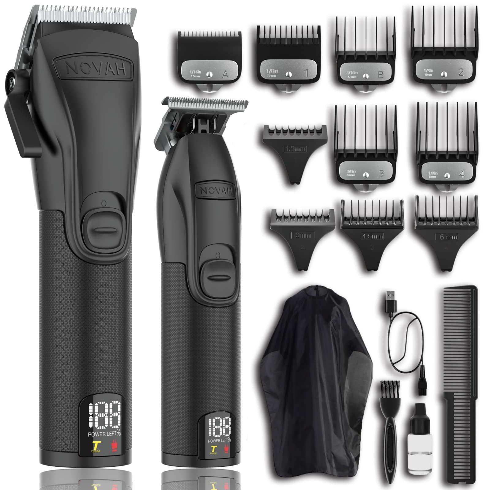 Elite Series Professional Hair Clippers and Trimmer Kit for Men - Beard T Outliner Trimmers Haircut Grooming Kit, Cordless Barber Clipper Hair Cutting Kit, Matte Black