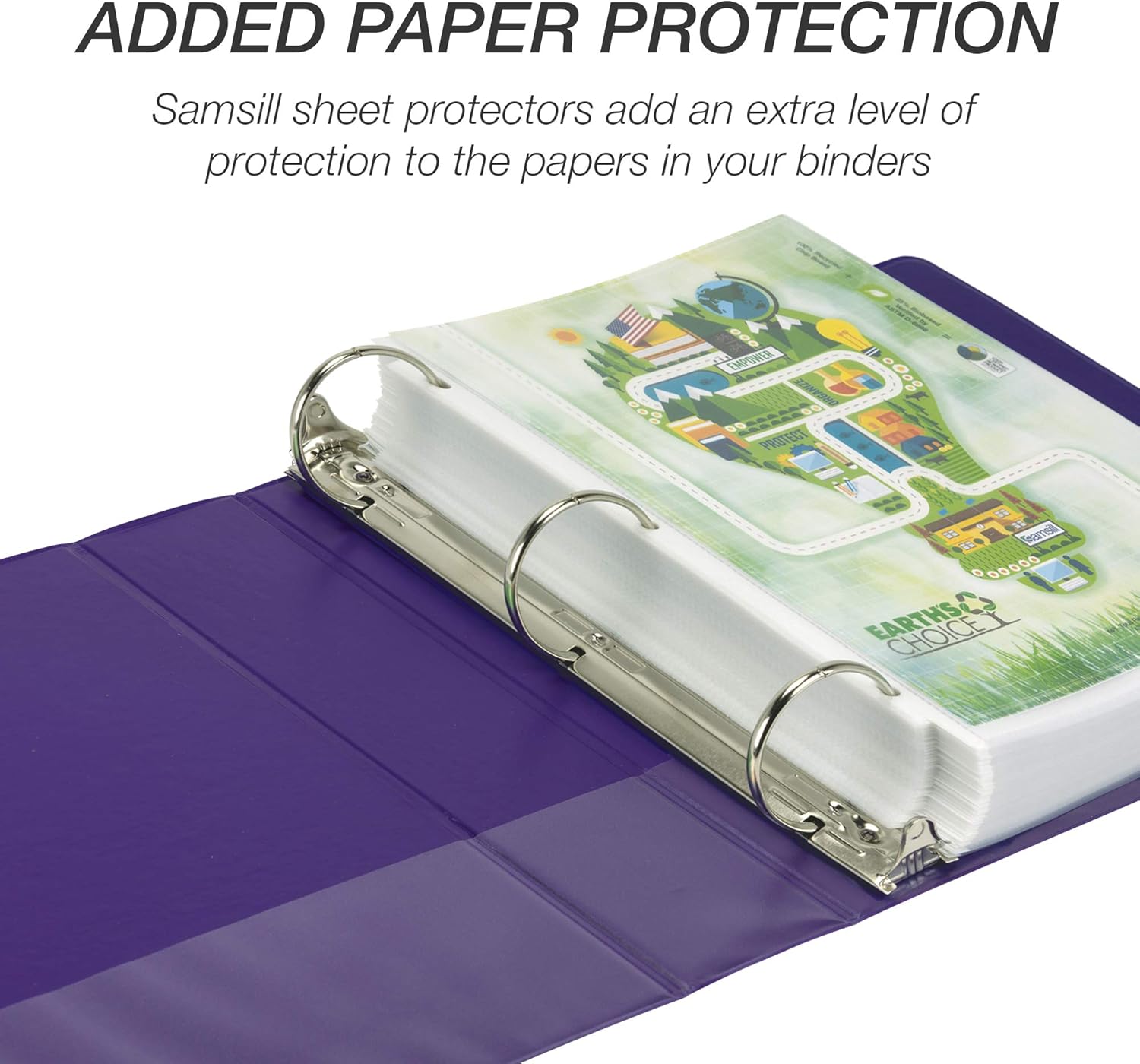 Samsill Earth’s Choice Biobased Durable 3 Ring Binders, Fashion Clear View 2 Inch Binders, Up to 25% Plant Based Plastic, Assorted 4 Pack (MP48669) : Office Products