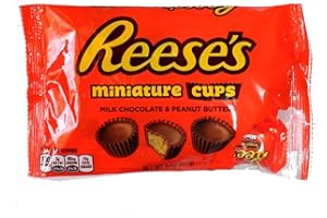 Hershey (1) Bag Reese's Miniature Cups - Milk Chocolate & Peanut Butter Cups - Individually Wrapped Halloween Candy - Net Wt. 3 oz