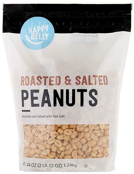 AMAZON BRAND – HAPPY BELLY ROASTED AND SALTED PEANUTS, 44 OUNCE (PACK OF 1)