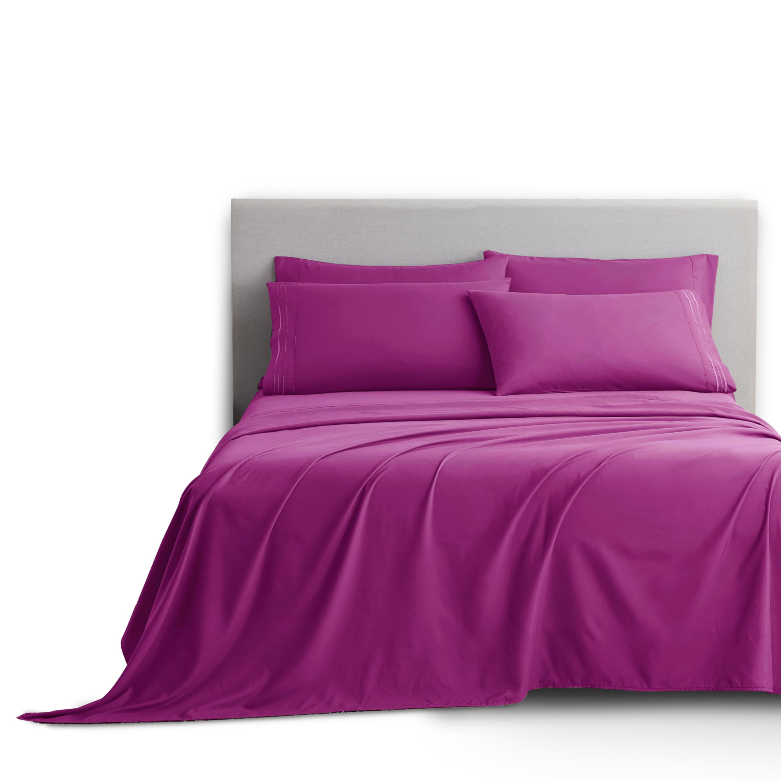 Clara Clark King Sheets, 6 Piece Set - Hotel Luxury Sheets for King Size Bed, Super Soft Bedding Set, King Size, Magenta