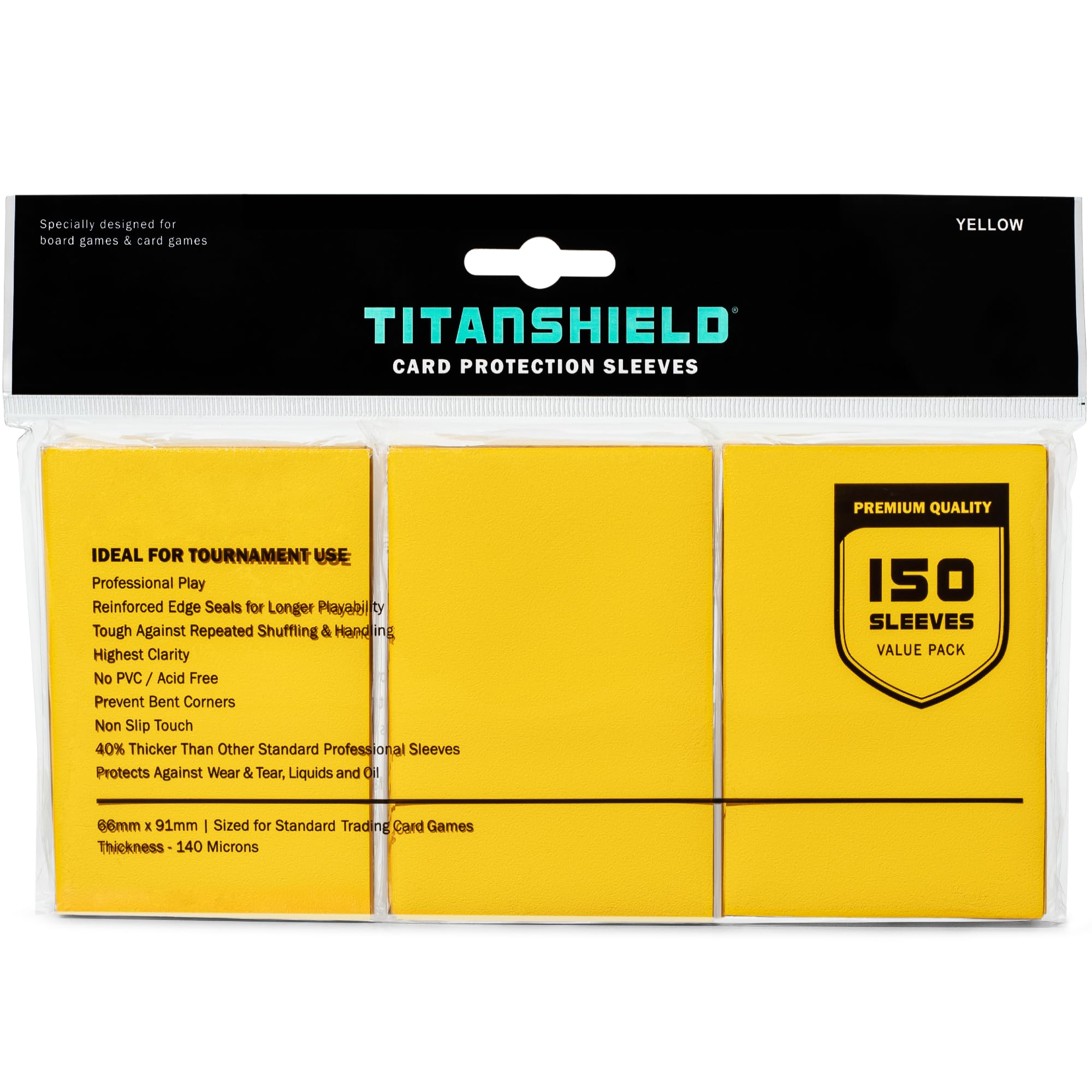TitanShield (150 Sleeves/Yellow Standard Size Board Game Trading Card Sleeves Deck Protector for MTG, Dropmix — image 1