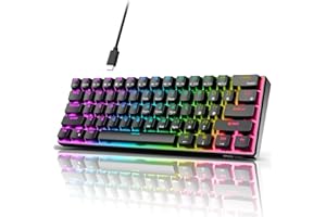 RK ROYAL KLUDGE RK61 Wired 60% Mechanical Gaming Keyboard Programmable QMK/VIA RGB Backlit 61 Keys Ultra-Compact Hot Swappabl