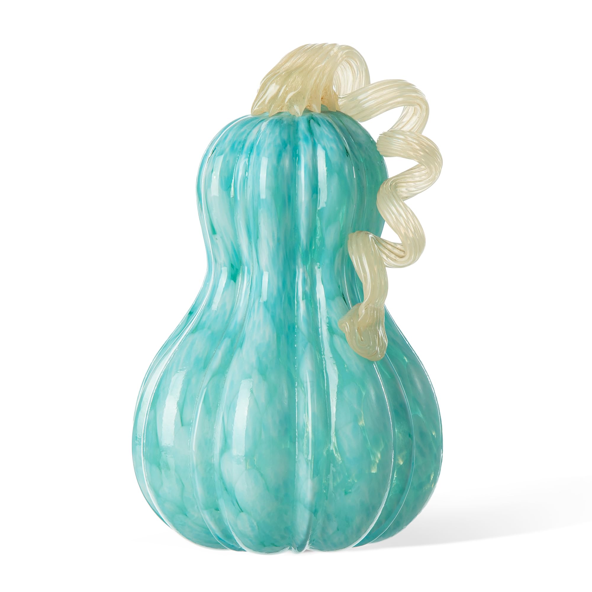 Glitzhome 8.5" H Fall Glass Gourd,Turquoise