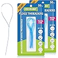 RioRand Floss Threaders,Essential Tool for Maintaining Oral Health with Braces, Bridges, and Implants 100 Count (Pack of 2)
