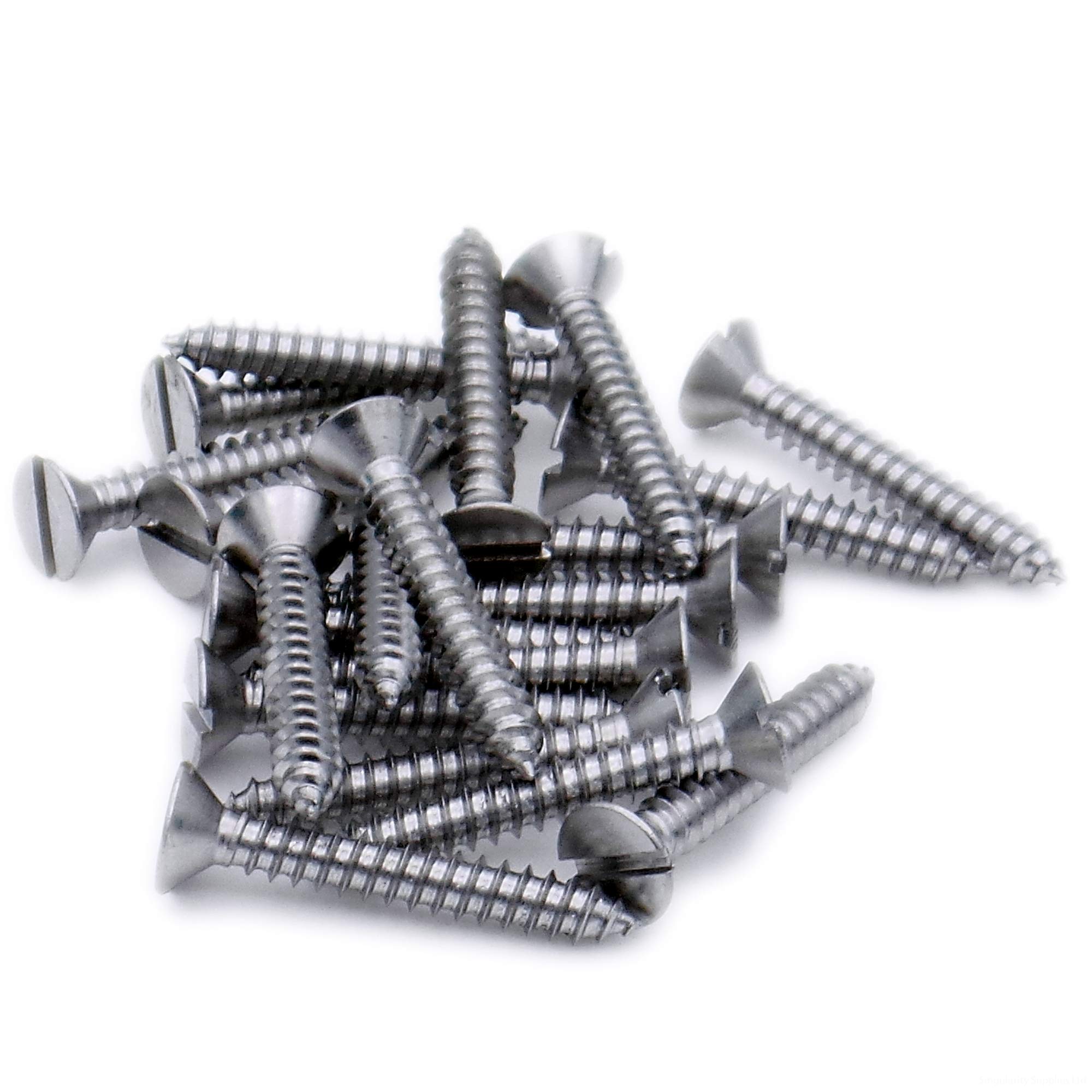 No.4 x 1 (2.9mm x 25mm) Slot Countersunk Self-Tapping Screw - Stainless Steel (A2) (Pack of 20)
