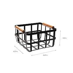 Simplify Square Metal Storage Basket with Bamboo