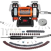 VEVOR Bench Buffer Polisher, Bench Buffer Grinder Polishing &amp; Buffing Machine for Metal/Jewelry/Wood/Jade/Plastic/Silver DIY, with Wool/Abrasive Fiber Wheel/Grinding Wheel,100pcs Tools, 3590RPM