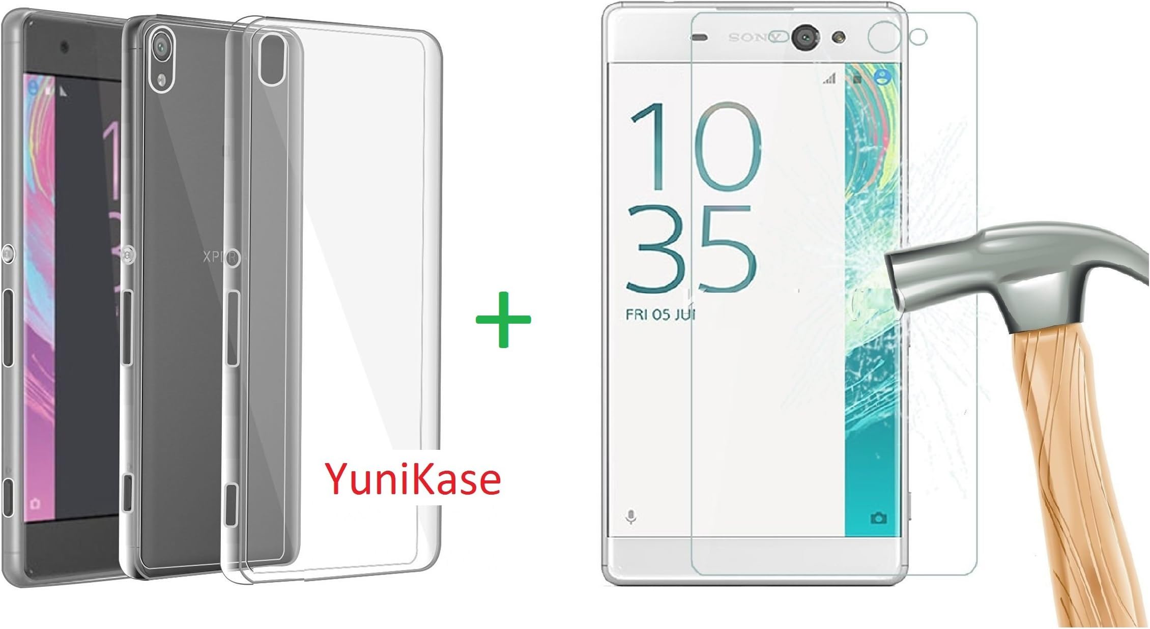 YuniKase (Combo Offer) for Sony Xperia XA Ultra - Transparent Soft Silicon Flexible TPU Back Case Cover Tempered Glass Screen pretector (Transparent) (Not Compatible for Sony Xperia XA 5.0 Inch)