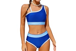 Funnycokid Girls Swimsuit Two Piece Bathing Suit Adjustable Straps Kids Bikini Sets Teens Swimwear 9-16Y
