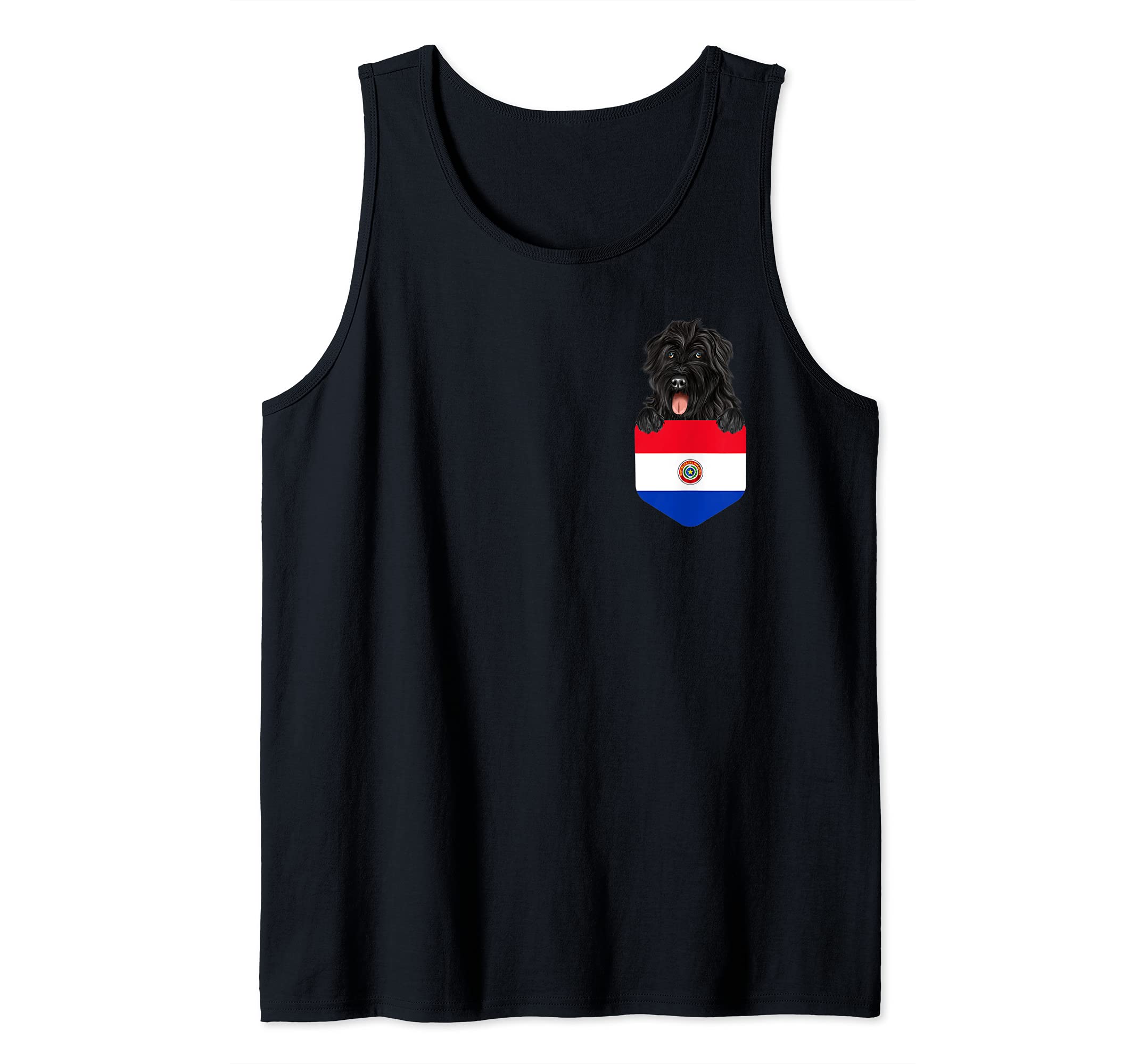 Paraguay Flag Bouvier des Flandres Dog In Pocket Tank Top
